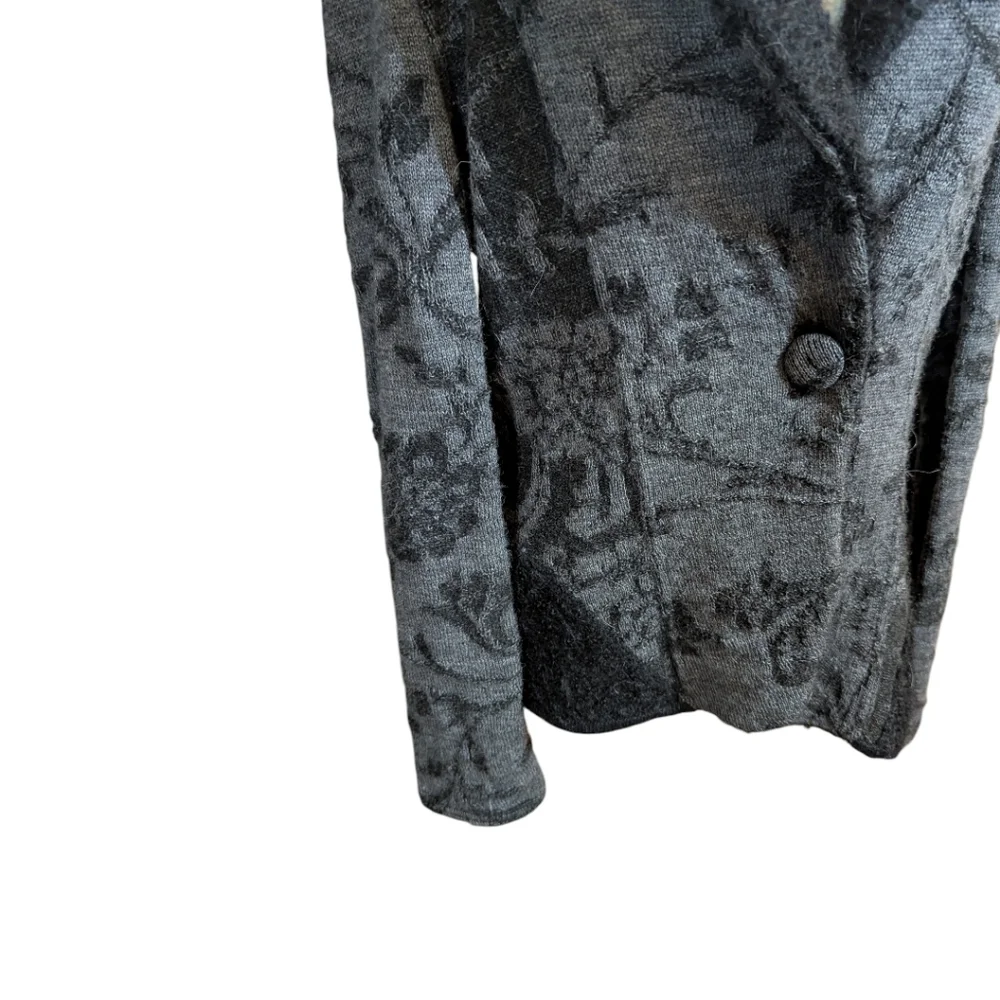 Peruvian 100% Alpaca Textured Old Money Gray/Black Textured Cardigan Blazer Sz L